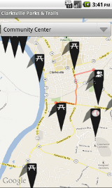 Clarksville Parks and Trails Map with Directions