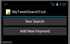 MyTweetSearchTool Main Screen